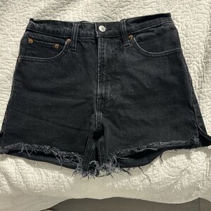 Abercrombie & Fitch Black Frayed Jean Shorts